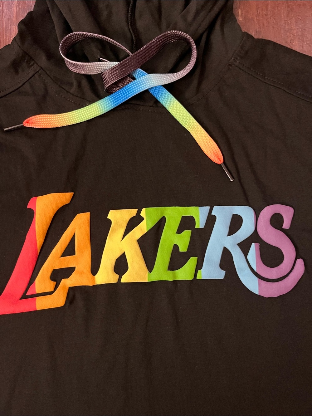 Kids Black Hoodie with Rainbow Lakers Logo